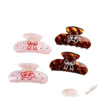 Pince à cheveux pour femme haut de gamme en acétate, nœud papillon, ambre lotus, couleur personnalisée, faite à la main, imperméable, Nouveauté 2025, style requin simple britannique