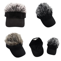 Vente Chaude Personnalisé en usine Casquette de golf amusante, Casquette de soleil fantaisie avec visière et perruque, Casquette de baseball à visière avec poils pointus