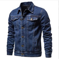 Jaket Jeans Pria Grosir, Outerwear Kasual, Impor, Jaket Denim Kancing, Slim Fit, Jaket Denim Pria