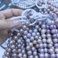 Collier de perles Edison colorées à gros grains, perles de culture d'eau douce rondes de 11-12 mm, chaîne de perles authentiques, bijoux en gros
