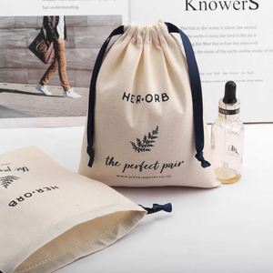 High Quality Organic Cotton <b>Drawstring</b> Dust <b>Pouch</b> for Candle and Jewelry Gift Packing with Custom Logo Printed - Product Image 3