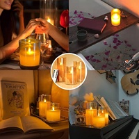 Vela electrónica LED de cristal de Pilar móvil de cera Real, vela sin llama con pilas, temporizador de Control remoto, decoración del hogar, Diwali