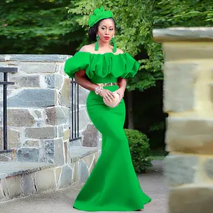 quality prom fresh green bandeau high waist skinny fishtail long dresses back split birthday evening party women elegance dress