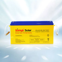 Batterie gel à décharge profonde Sohigh 12V 200Ah, couleur jaune, conception pour stockage d'énergie solaire, certifiée CE, garantie 3 ans