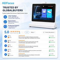 HDFocus Interprète simultané à double écran IA de 10,1 pouces avec micros AB et séparation vocale, transcriptions IA pour bureaux professionnels