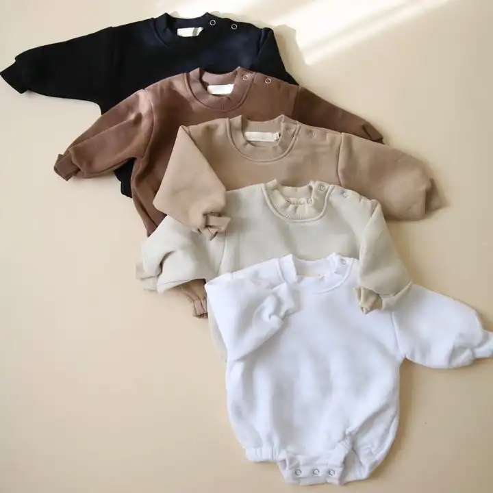 बुटीक सादे नवजात आकस्मिक वसंत शरद ऋतु कपड़े शिशु बच्चा Sweatshirt के बच्चे बुलबुला Romper पसीने