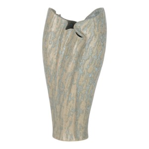 Vaso in Ceramica Scultoreo con Bordo Fratturato e Finitura Texturizzata, Decorazione Moderna per la Casa, Vaso per Fiori - Product Image 1