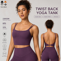 Débardeur de yoga pour femme, tailles US/UE, 230 GSM, 68 % nylon, 32 % élasthanne, haute extensibilité, dos torsadé, pour yoga, pilates, gym