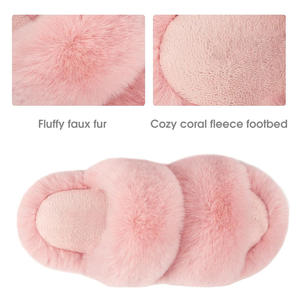 Soffici pantofole da donna in pelliccia sintetica comode <span class=keywords><strong>ciabatte</strong></span> a punta aperta a due fasce <span class=keywords><strong>con</strong></span> fodera in pile Sole pantofole sfocate <span class=keywords><strong>con</strong></span> plateau - Product Image 3