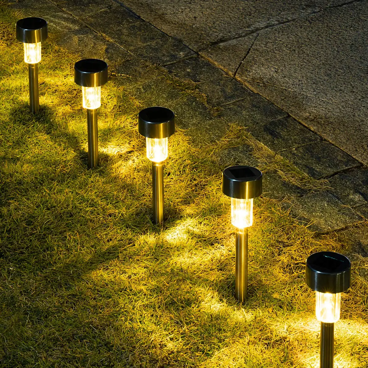 Mini lampe led solaire en acier inoxydable, imperméable, éclairage d'extérieur, luminaire de paysage, idéal pour une pelouse, un Patio ou une cour, 12 unités