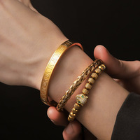 Ensemble de bracelets pour homme en acier inoxydable plaqué or, style punk, tête de léopard, zircon, bijoux de luxe pour anniversaire