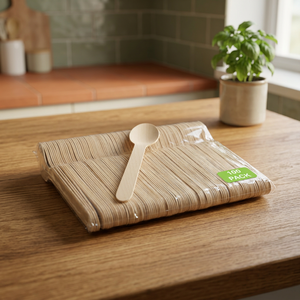 Cuillère en bois jaune biodégradable de 160 mm, prix d'usine, vente en gros, pour restaurant et service de couverts de fête - Product Image 4