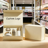 Boîte en papier magnétique pliable avec logo personnalisé, emballage plat, boîte cadeau de luxe pour soins de la peau avec ruban