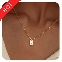 Collier Initiales en Acier Inoxydable Plaqué Or 14k pour Femme-Pendentif Monogramme Délicat, Cadeau Bijoux de Nom pour la Saint Valentin