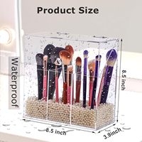 Support de rangement pour pinceaux de maquillage en acrylique transparent, anti-poussière et anti-rayures, avec grande capacité, boîte de rangement à 3 emplacements