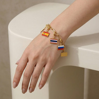 Grosir Liontin Bendera Negara Dunia Ukuran 10*6.6mm Custom, Bahan Stainless Steel untuk Pembuatan Gelang DIY, Perhiasan, Suvenir Perjalanan