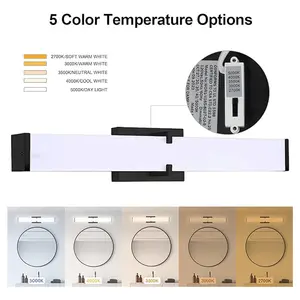 Worbest Matte Black Bath Led Mirror Night Wall Light Makeup Bathroom Lighting Fixtures Led Vanity Light Above Mirror