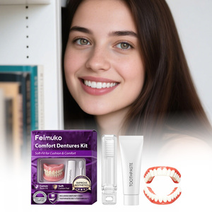 Ensemble complet de prothèses dentaires naturelles supérieures et inférieures en silicone, fausses dents, appareil dentaire confortable, sourire instantané et confiant, kit d'hygiène buccale - Product Image 5