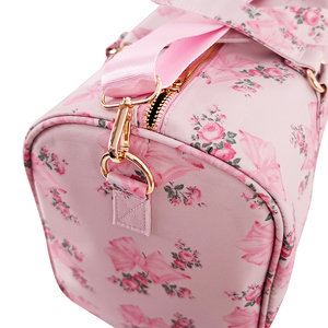 Bolsa <span class=keywords><strong>de</strong></span> lona <span class=keywords><strong>de</strong></span> viaje <span class=keywords><strong>de</strong></span> nailon impermeable con cierre <span class=keywords><strong>de</strong></span> cremallera ligera <span class=keywords><strong>de</strong></span> gran capacidad floral rosa para mujer - Product Image 2