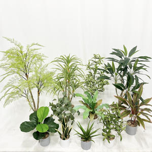 Plantas artificiales pequeño árbol hogar jardín decoración bonsái Faux Dracaena serpiente planta eucalipto árbol con maceta - Product Image 1