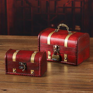 Classic Wooden <b>Storage</b> <b>Box</b> With Lock Large Capacity Home Cabinet Decoration Photography Props Handicrafts - Product Image 1