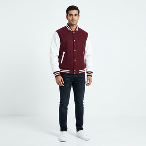 Blouson universitaire de baseball personnalisable pour homme en laine premium, design Letterman, logo frontal, respirant, vente en gros - Product Image 1
