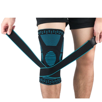 Genouillère de compression à sangle réglable avec coussinet rotulien en silicone antidérapant pour la course, le basketball et l'entraînement