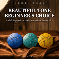 Tambour à langue en acier inoxydable de 3 pouces avec 6 notes, peaux de mouton, portable, facile à jouer, sons apaisants, instrument de percussion, maillet inclus