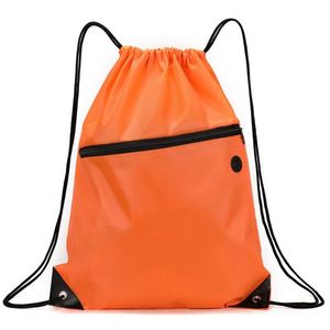 Promotional Custom Logo Draw String 210D Polyester Sport Backpack <b>Drawstring</b> Gym <b>Bag</b> With Zipper Pocket - Product Image 3