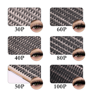 Kit d'extension de cils en gros 30P 40P 60P 100P 200P DIY, cils en grappe longueurs mixtes <span class=keywords><strong>10</strong></span>-18mm, courbure D, logo personnalisé, style 3D volumineux - Product Image 4