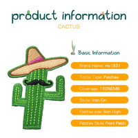 Écusson personnalisé en tissu brodé de cactus Logo thermocollant chapeau de fleurs Écussons brodés Country Iron pour chapeaux