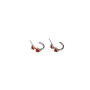S925 Sterling Silver Heart Shaped Drop <b>Earrings</b> Red Glaze For Women Everyday Wear <b>Fine</b> Dangle Jewelry - Product Image 5