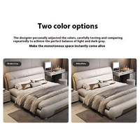 Lit de luxe Chambre à coucher principale moderne et minimaliste Lit King-Size Influenceur italien Lit en cuir véritable Rangement haut de gamme et élégant