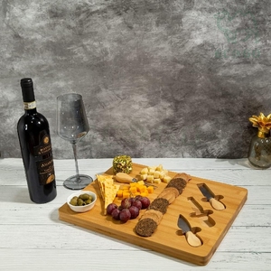 ถาดเสิร์ฟขนมหวานแบบหนาพิเศษ ทำจากไม้ไผ่ พร้อมเขียงหั่นอาหาร ชุดของขวัญเขียงชีส พร้อมมีด - Product Image 6