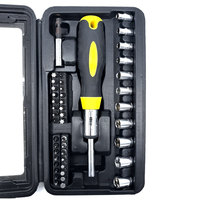 Ensemble de 46 embouts de tournevis et douilles avec poignée à cliquet, kit d'outils manuels universels polyvalents pour la maison et l'automobile avec étui portable