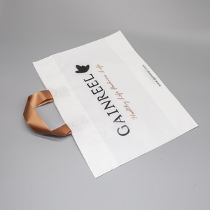 Promotional Custom Logo Printed Stand up Pouch Shopping Bag with Soft Loop Handle Recyclable PE Plastic Screen Printing - Product Image 3