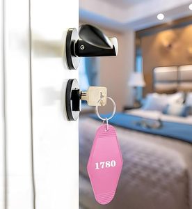 <b>Custom</b> Promotional Blank Silk Screen Acrylic Material <b>Key</b> Tags Plastic Vintage Motel Room Hotel Keychain for Logo Printing - Product Image 5