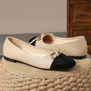 <span class=keywords><strong>Ballerine</strong></span> <span class=keywords><strong>comode</strong></span> da donna scarpe basse da balletto a punta quadrata con chiusura a fiocco per tutte le stagioni-estate e inverno - Product Image 1