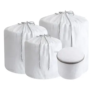 ランドリーおよびクリーニング製品は、ストラップ付きストリングメッシュランドリーバッグを引き出します特大の洗濯バッグ巾着ランドリー製品