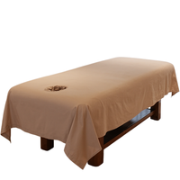 Drap plat pour table de massage en satin de coton 100% kaki, super doux et durable pour usage professionnel