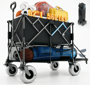 Double-Layer Beach Wagon Double Decker 650L Collapsible Wagons <b>Carts</b> with Big PVC Air Wheels for Camping Fishing - Product Image 2