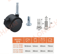 Roulettes de 40 mm, roulettes en nylon de 50 mm pour meubles, roulettes pour valises, roulettes de 2 pouces provenant de fournisseurs de quincaillerie de Guangzhou