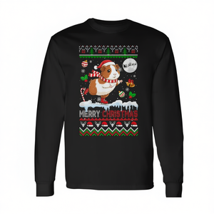 Camiseta de manga larga con cuello redondo para adulto, diseño de Navidad, Suéter de Feliz Navidad, Santa, Cobaya, Patinaje sobre hielo, divertida para actividades promocionales de invierno - Product Image 3