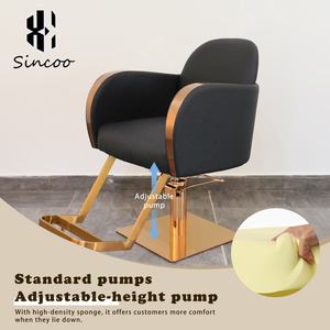 Black Adjustable Swivel Modern Stainless Steels Fashionable Haircut Salon <b>Chair</b> Hair Salon Barber <b>Chairs</b> - Product Image 4