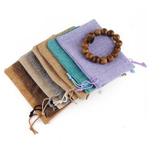 Sac en jute personnalisé avec logo imprimé, écologique, petit format, en toile de lin, pour le sucre, le shopping ou comme sac cadeau à cordon de serrage - Product Image 4