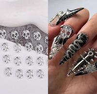 Charmes d'Halloween 3D pour Ongles en Alliage Métallique, Style Punk Gothique, Crâne, Décoration Manucure, 6 Grilles, 30 Pièces
