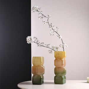 Gradually Changing Color <b>Square</b> Geometric <b>Vase</b> Tabletop Decoration Hydroponic <b>Vase</b> - Product Image 4