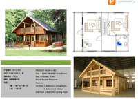 Rumah Villa Kayu Spruce Dua Lantai Prefabrikasi, Kit Kabin Kayu Kustom untuk Glamping Resort, Rumah Tamu Taman