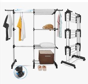 Séchoir à linge télescopique vertical rotatif en fer pour magasin, pliable et extensible, pour serviettes et vêtements - Product Image 2