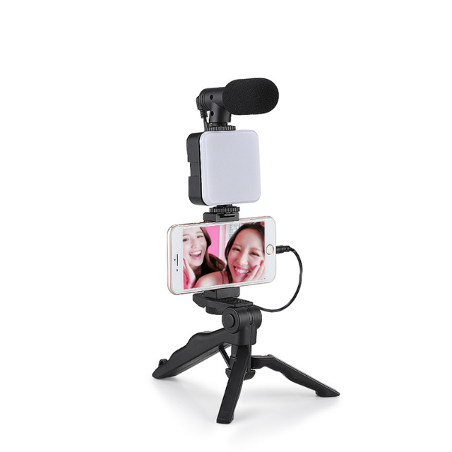 Smartphone Video Vlog Making Kit AY 49 Vlogging Kit With Grip Rig, Microphone, LED Light and Wireless Remote Youtube Kit